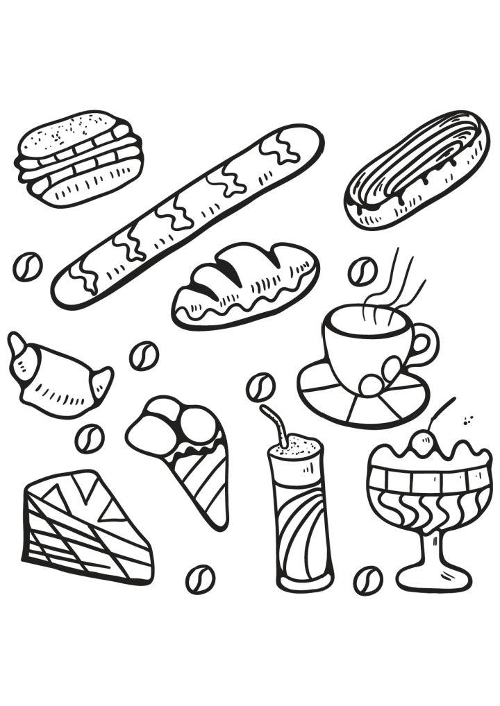 Different Desserts Cakes and Cupcakes Coloring Pictures