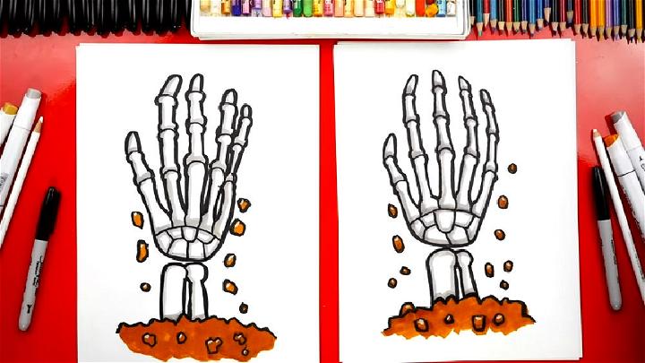 Draw a Skeleton Hand Coming Out of the Ground