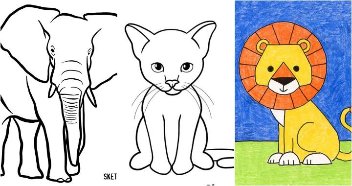 how to draw easy cartoon animals for kids