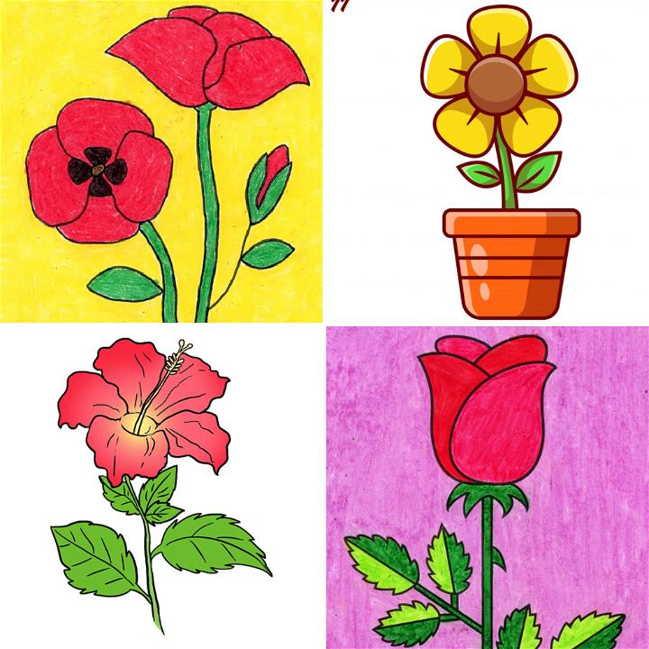 35 Flower Drawings for Beginners Step by Step  HARUNMUDAK