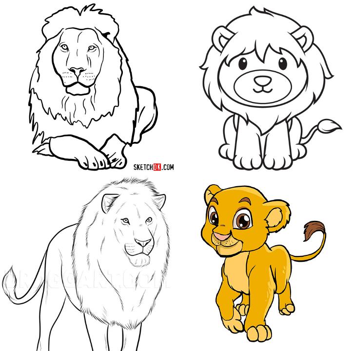 how to draw a cute lion cub  YouTube