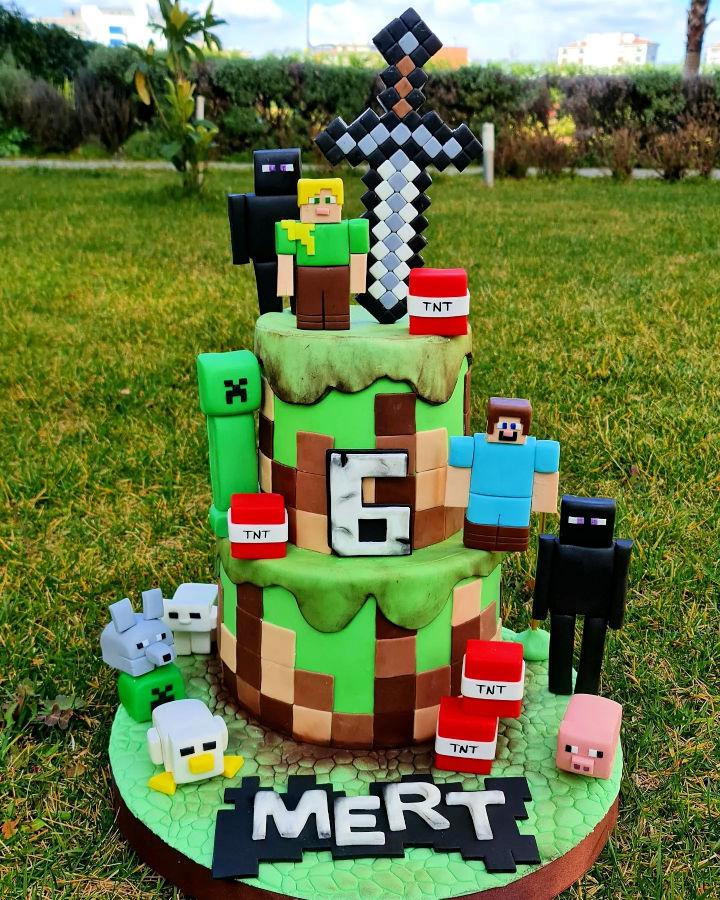 Easy Minecraft Cake Decoration