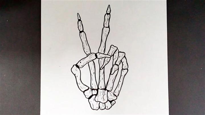 Easy Skeleton Hand Step by Step Drawing