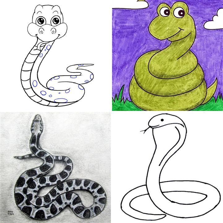 Snake Drawing Tutorial  How to draw Snake step by step