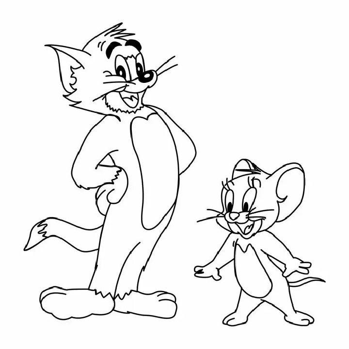 Easy Tom and Jerry Coloring Pages