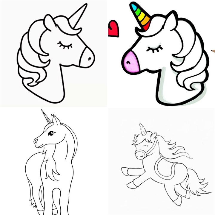 Premium Vector | Unicorn watercolor for kids easy to draw childish style  cute