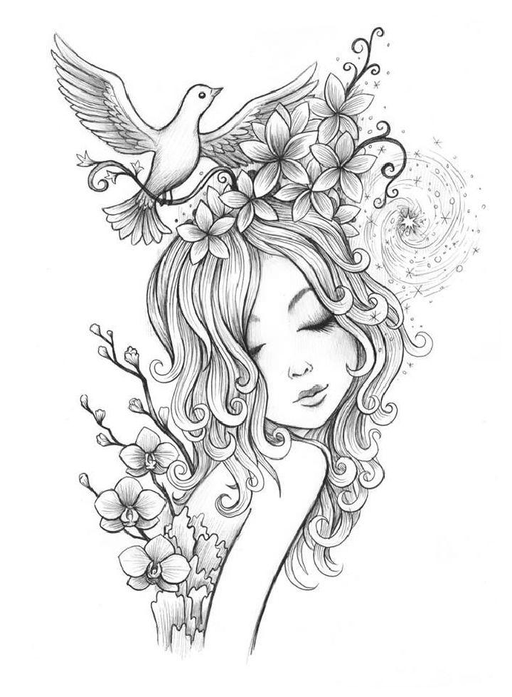 Fairy Girl Coloring Pages for Adults