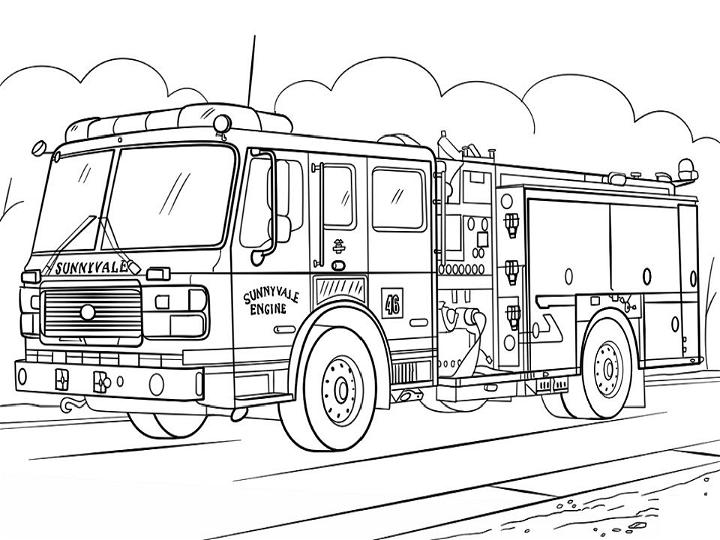 Fire Truck Coloring Book Pages