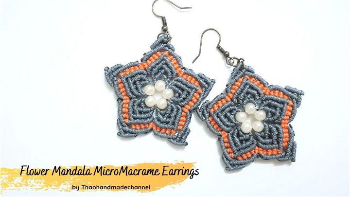 Flower Mandala Micro Macrame Earrings