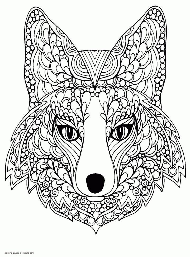Fox Animal Coloring Sheet for Adults