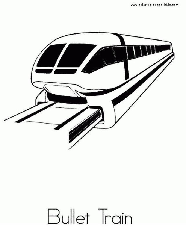 Free Bullet Trains Coloring Page