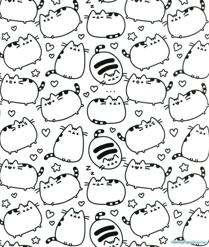 Free Doodle Pusheen Thanksgiving Coloring Page