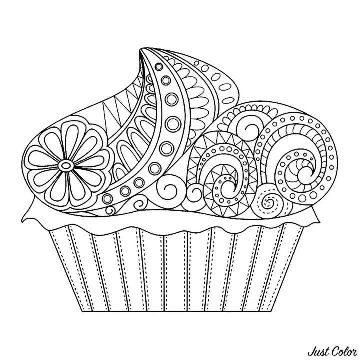 Free Flowery Cupcake Coloring Pages