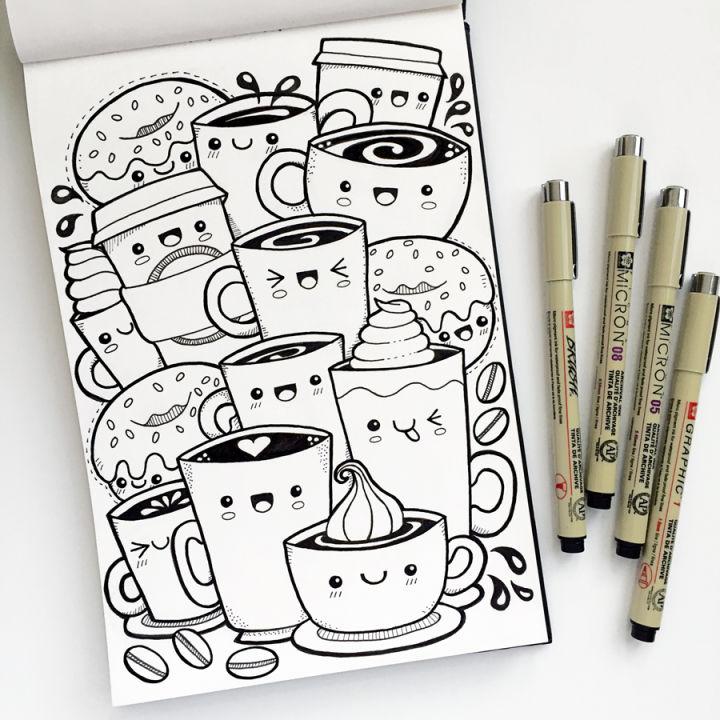 Free Kawaii Coffee Coloring Page