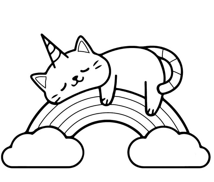 Free Kids Kawaii Cat Coloring Pages