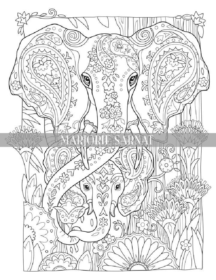 Free Paisley Elephant Coloring Page