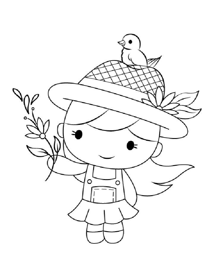 Free Printable Spring Girl Coloring Page