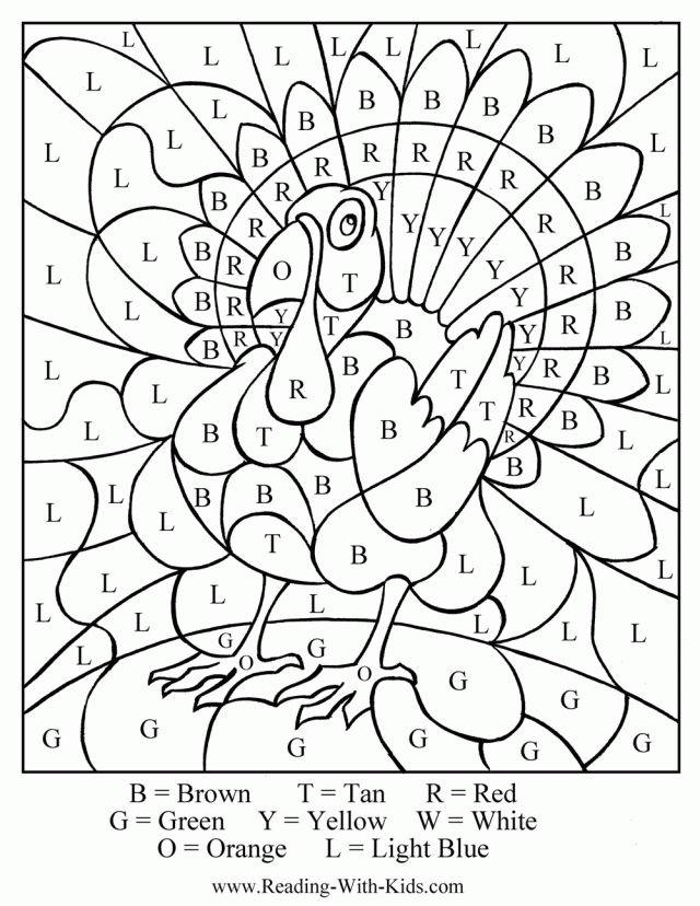 Free Printable Thanksgiving Color by Number Pages