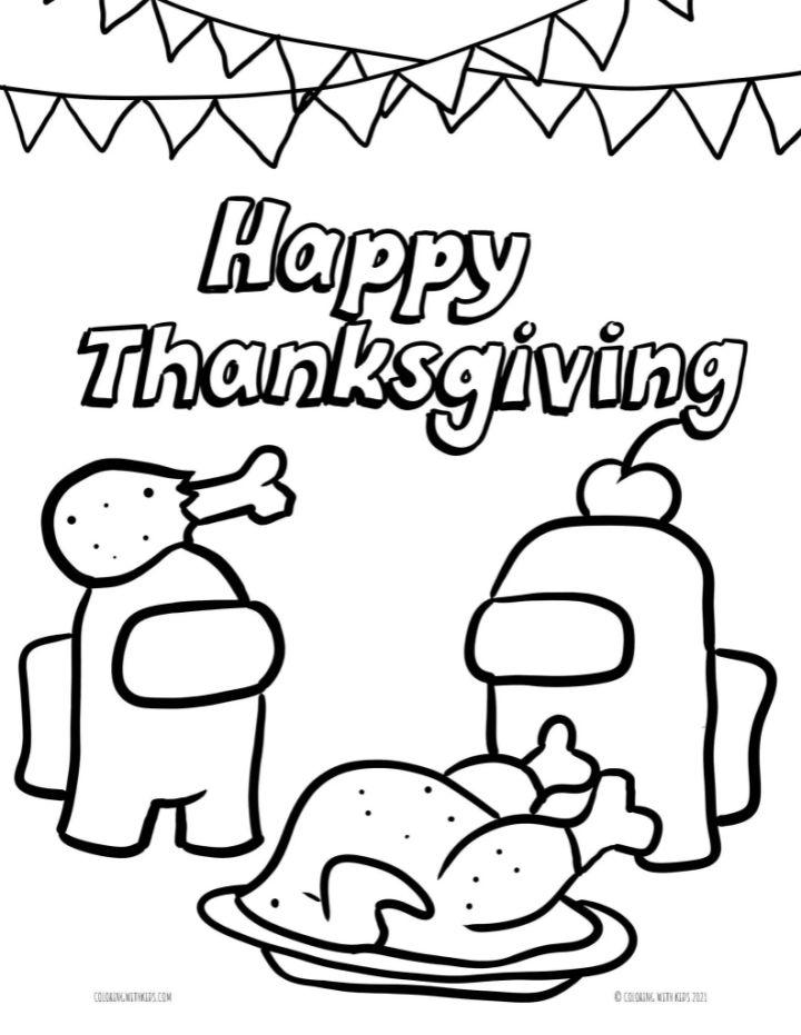 Free Thanksgiving Among Us Coloring Page