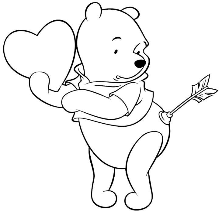 Free Winnie the Pooh Valentines Day Coloring Page