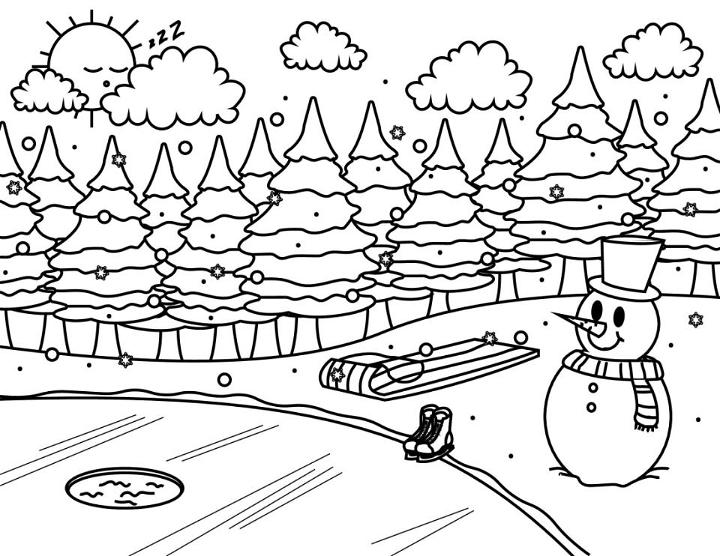 Fun Winter Scene Coloring Page