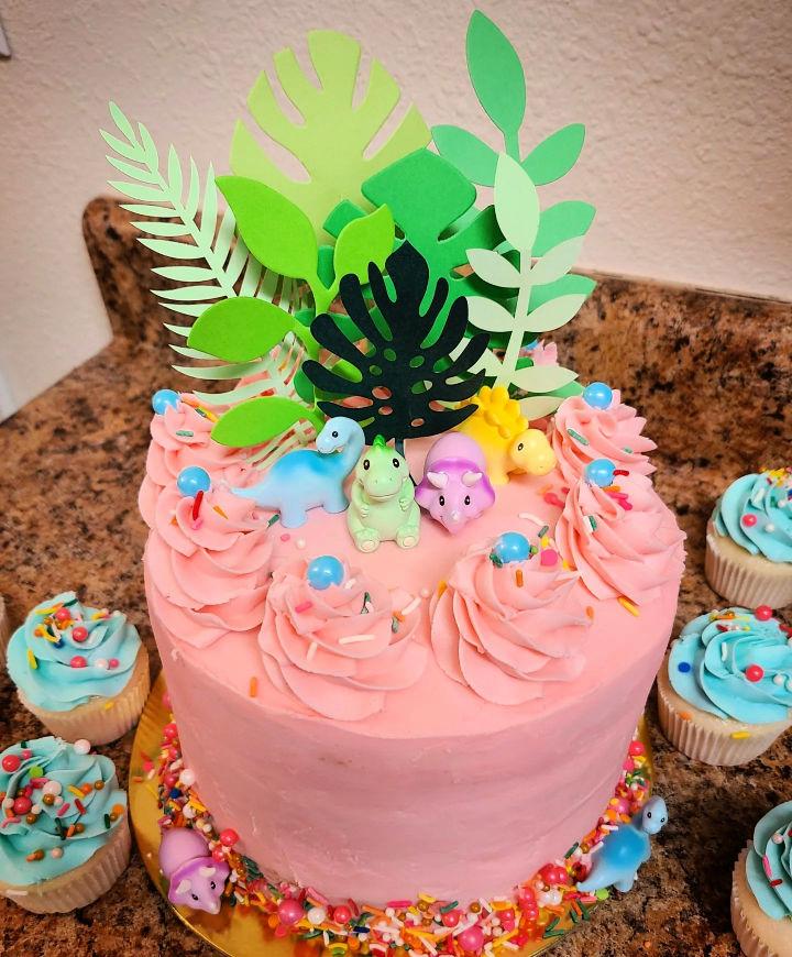Girl Dinosaur Cake And Cupcakes