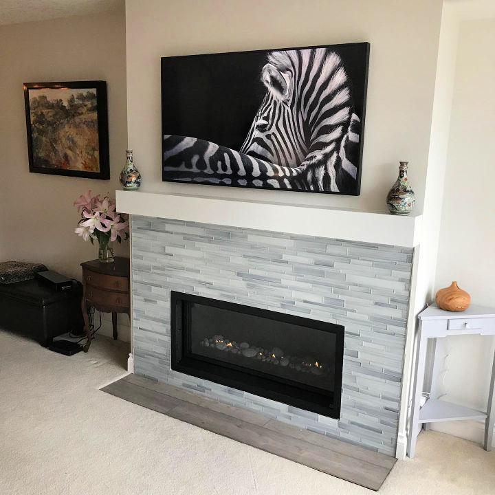 Glass Tile Fireplace Surround