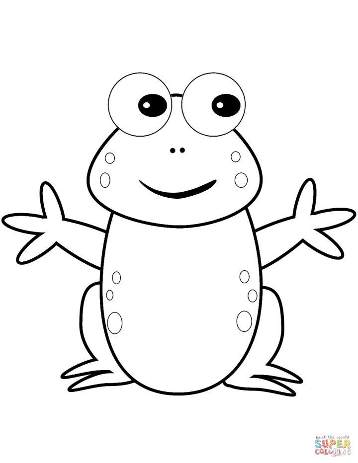 Happy Cartoon Frog Coloring Page