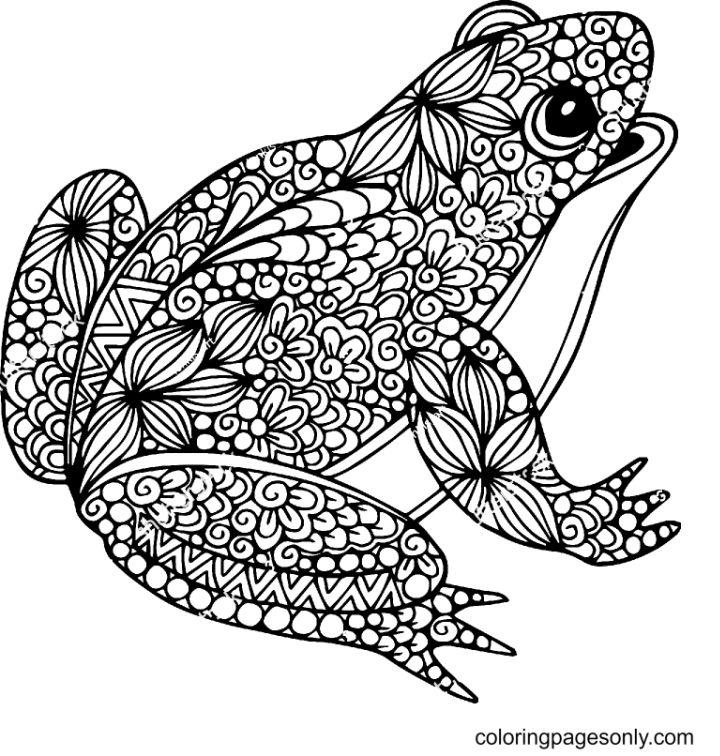 Happy Laughing Frog Coloring Pages for Adults