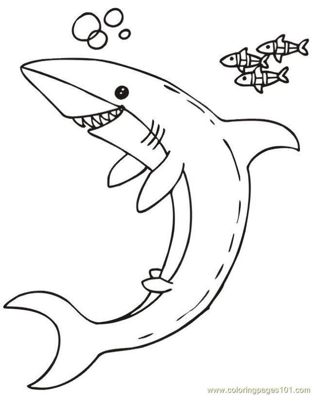 Happy Shark Coloring Page Printable