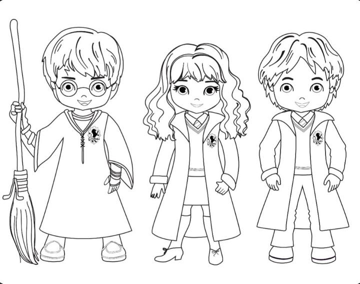 Harry Hermione and Ron Coloring Page