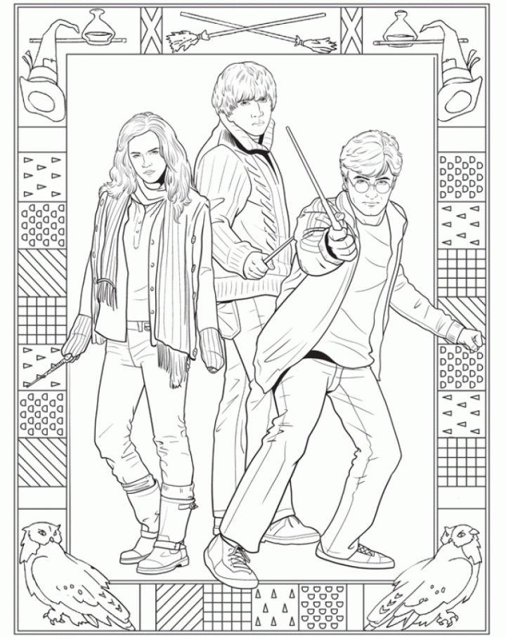 Harry Hermione and Ron Coloring Pages