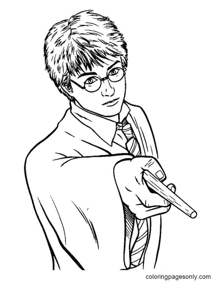 Harry Potter Holding Magic Wand 1 Coloring Pages