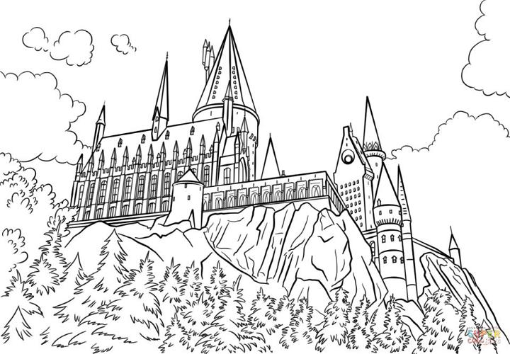 Hogwarts Castle Coloring Page to Print