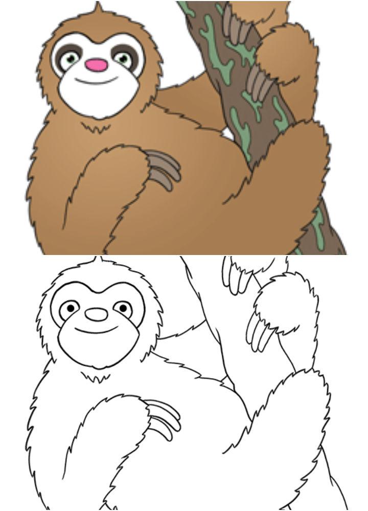 How to Draw a Cartoon Sloth