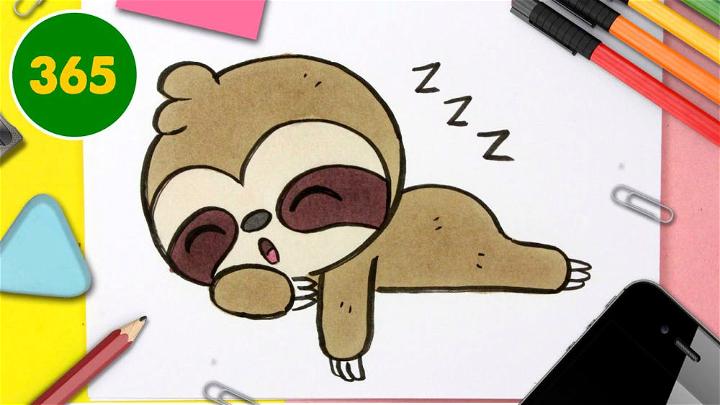 How to Draw a Cute Sloth Kawaii
