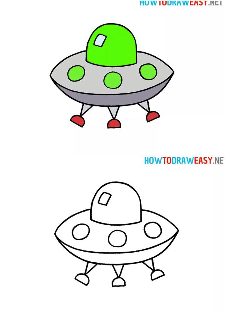 How to Draw an UFO for Kids