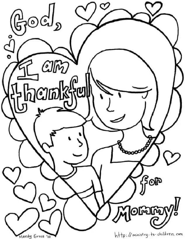 I Am Thankful for Mommy Coloring Page