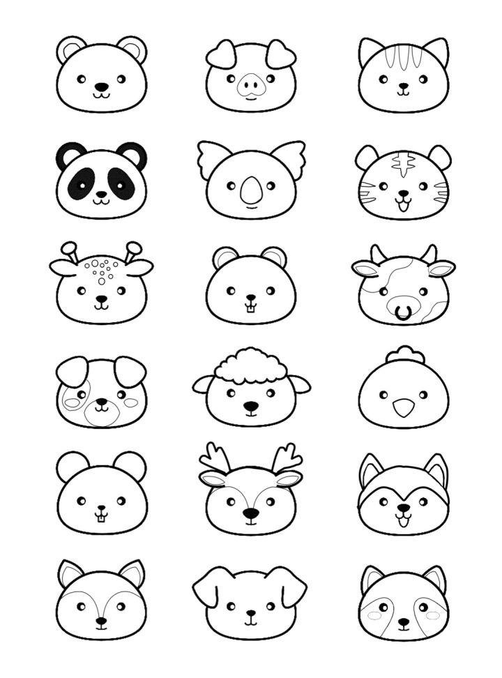 Kawaii Animals Coloring Sheet