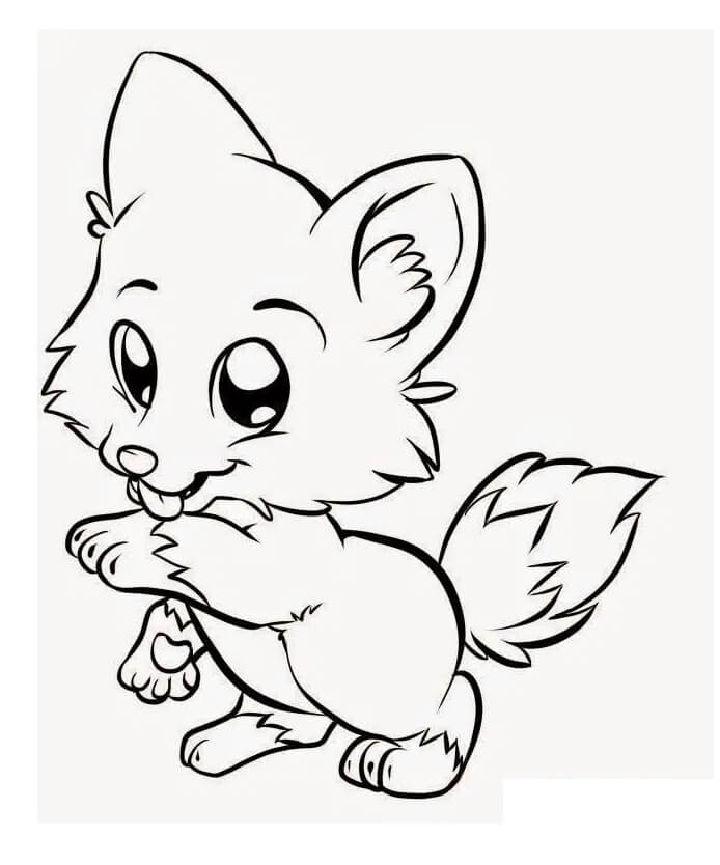 Kawaii Fox Coloring Pages for Preschoolers