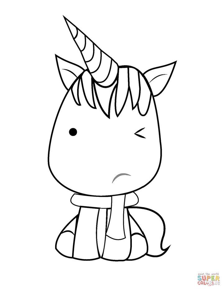 Kawaii Unicorn Coloring Page to Print