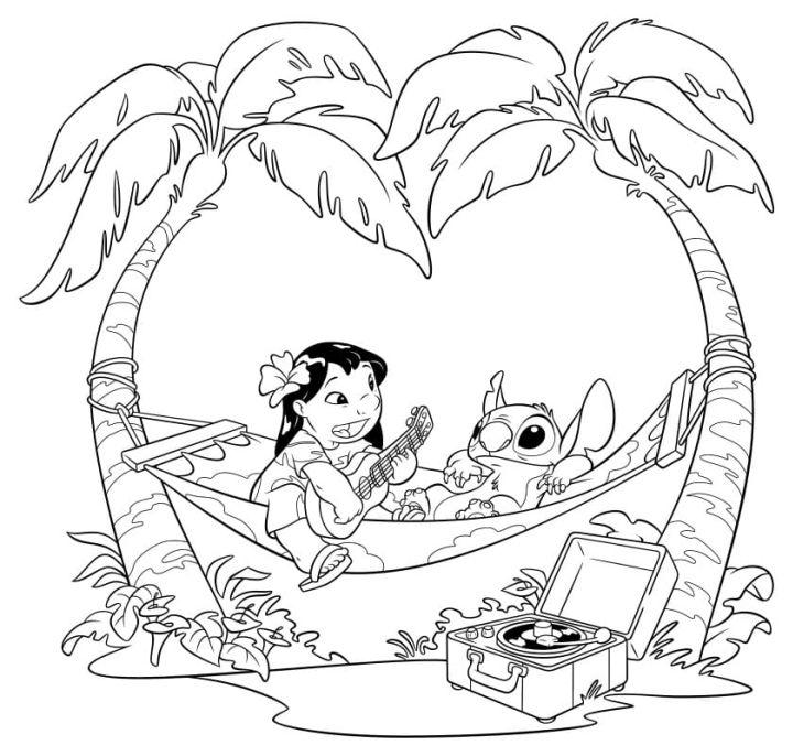 Lilo and Stitch Sing Songs Coloring Pages