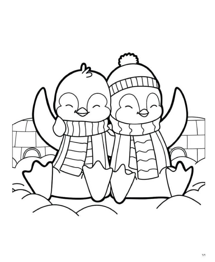 Lovely Brother Penguins Coloring Pages
