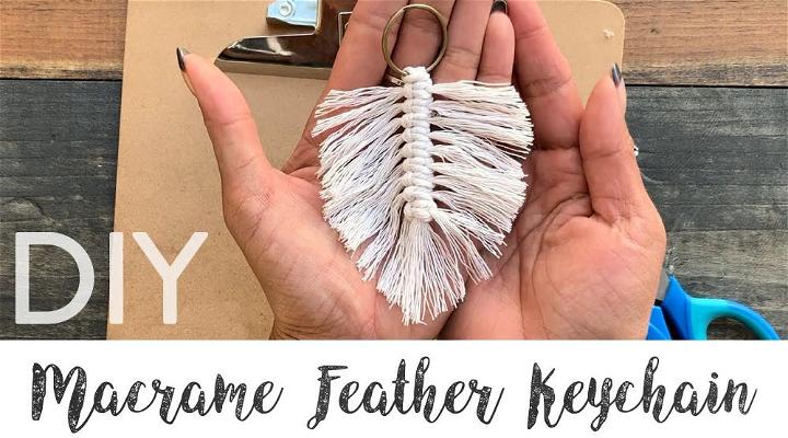 Macrame Feather Keychain