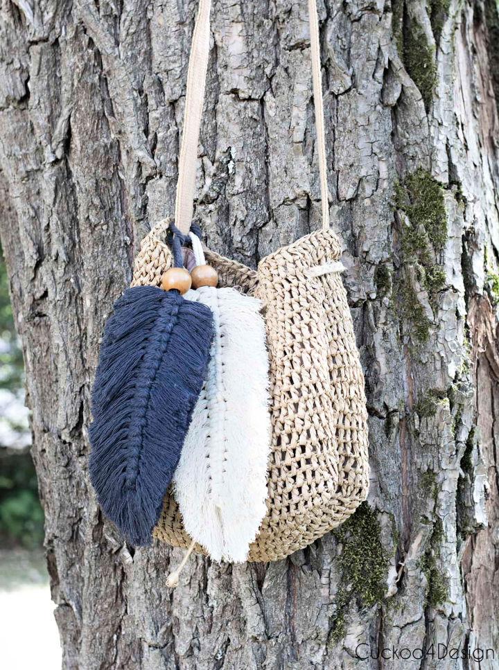 Macrame Feather Purse Charms