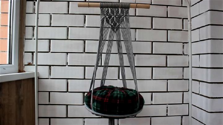 Macrame Hanging Bed Holder for Cats