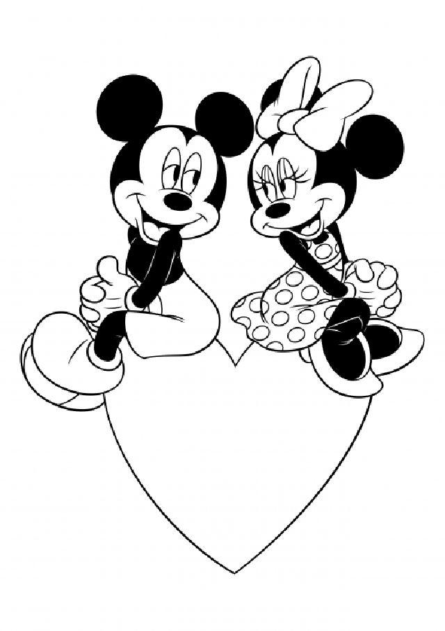Mickey and Minnie Coloring Page for Valentines Day