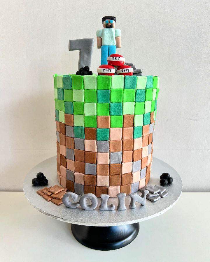 Minecraft TNT Cake for 7th Birthday