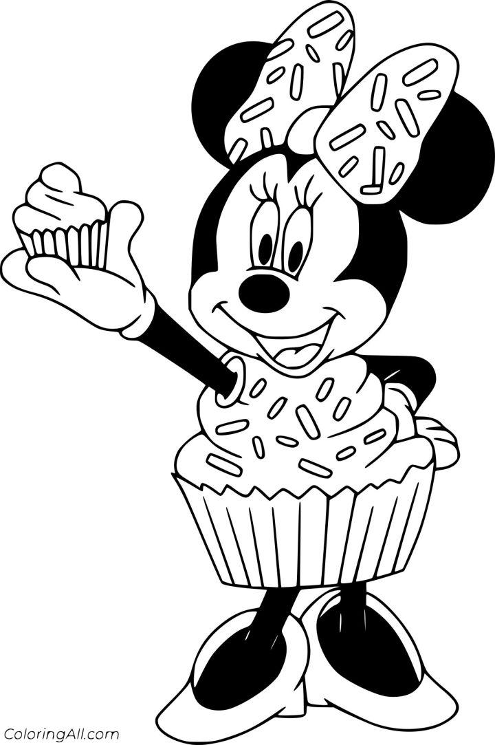 Minnie Mouse in the Cupcake Costume Coloring Page