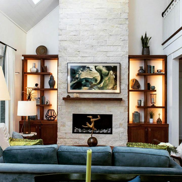 Modern Stone Fireplace Design